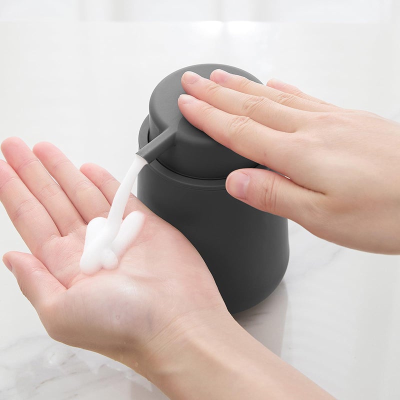 YAUKPH Matte Gray Foaming Hand Soap Dispenser Plastic 11 oz - Modern Minimalist Style for Bathroom & Kitchen Countertop Refillable - Image 5